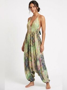 Boho Miami Silk Blend Harem Jumpsuit